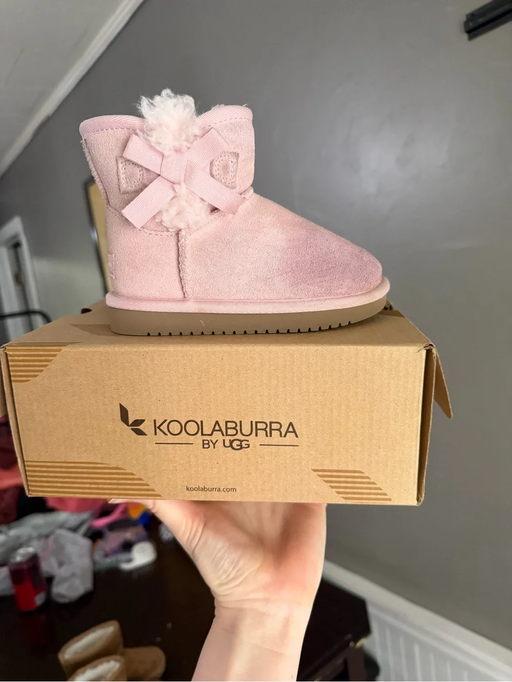 Koolaburra UGG Pink Suede Mini Bow Boots